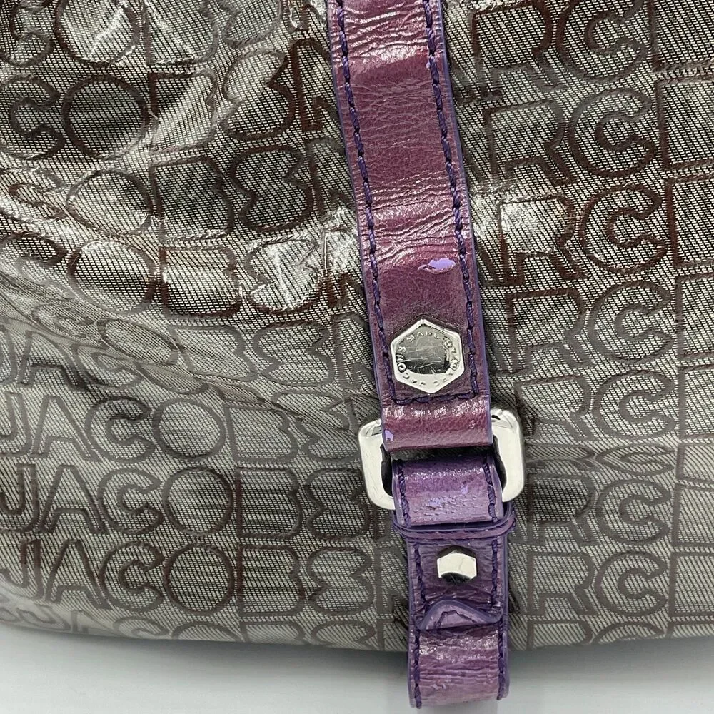 Marc By Marc Jacobs‎ Large Patent Leather Handbag Shoulder Bag Hobo Grey Purple